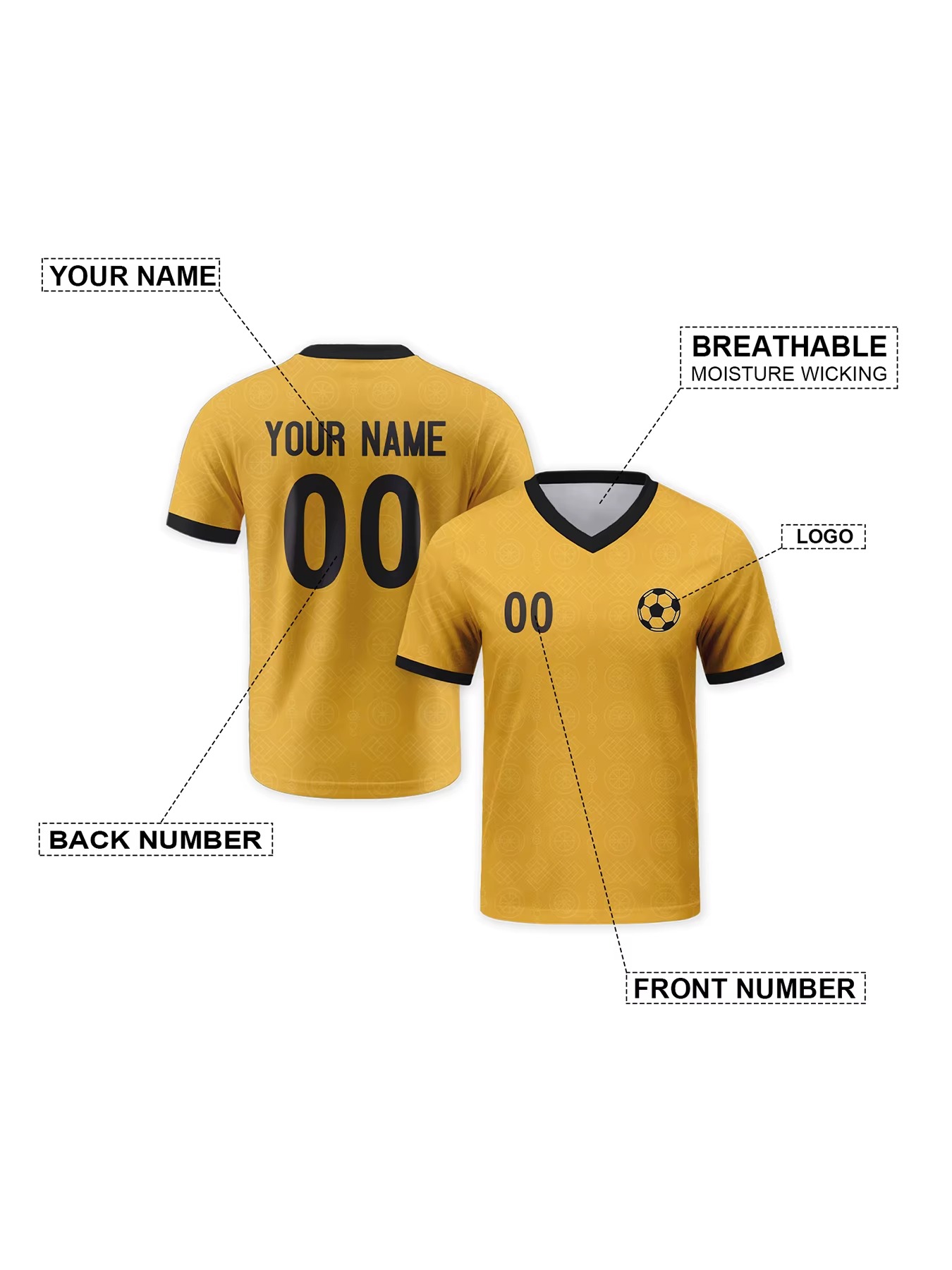 teamsjerseys™ Custom Soccer Jersey – Yellow Personalized (5)